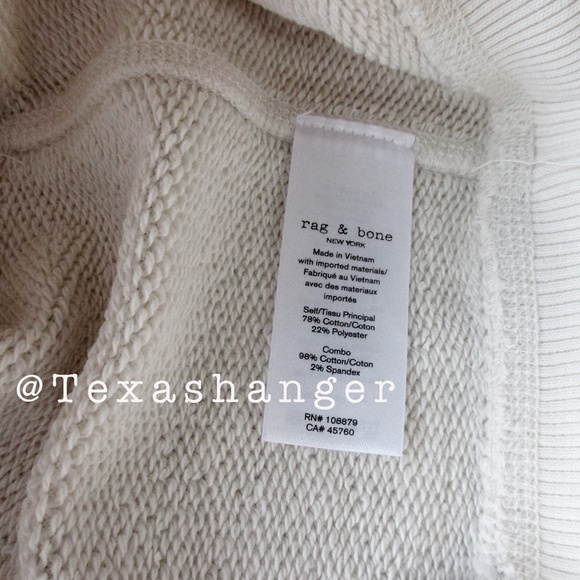 NWT Rag and Bone RB Raquet Sweatshirt M Medium Ivory - Picture 14 of 14